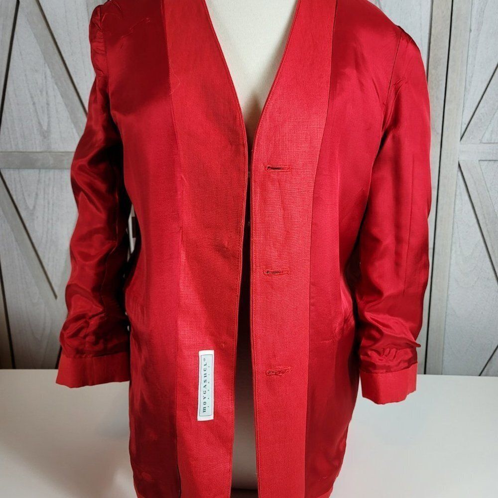 Moygashel 100% Linen - Fully Lined - Red Blazer. Made In Guatemala - Sz Small - Picture 11 of 16